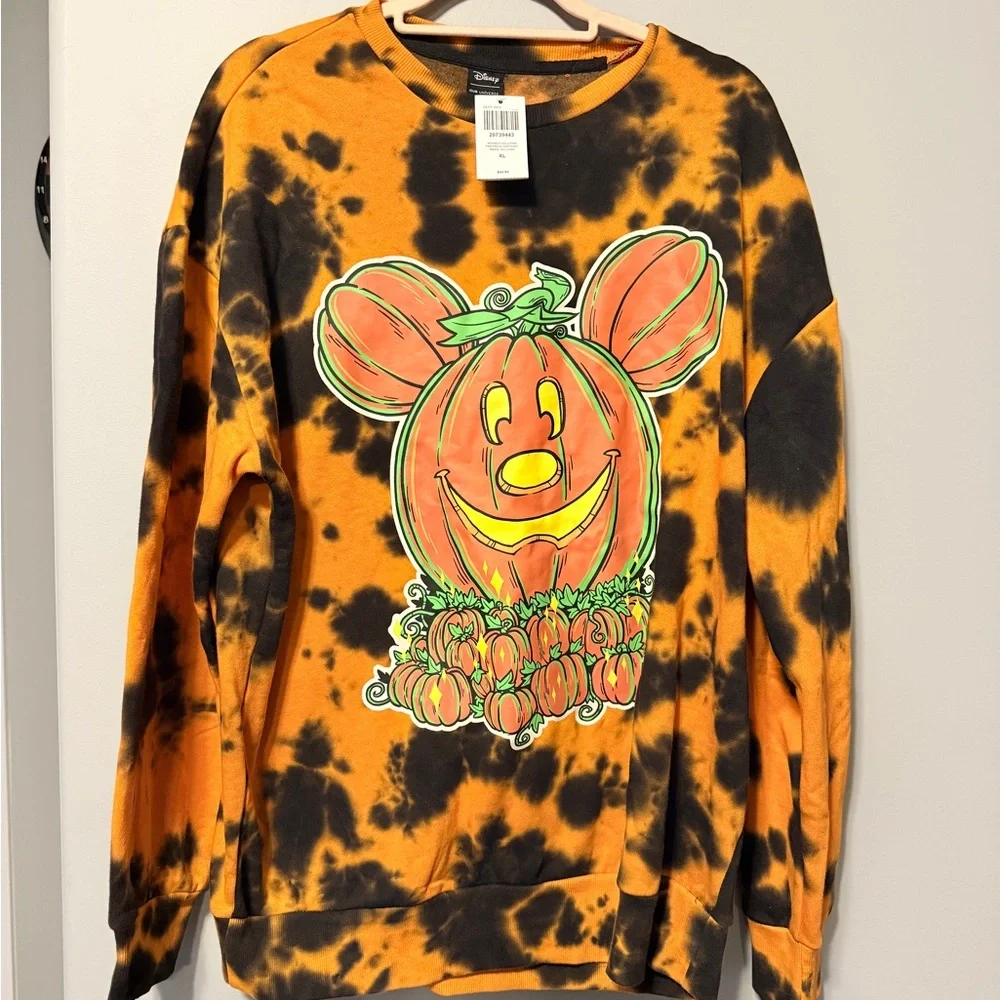 Disney Orange and Black Tie-Dye Sweatshirt XL NWT Our Universe - Picture 1 of 3